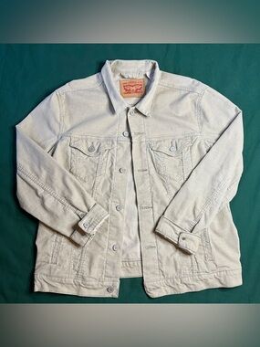 Vintage Levis White Tab Khaki Corduroy Men's Trucker Jacket XL